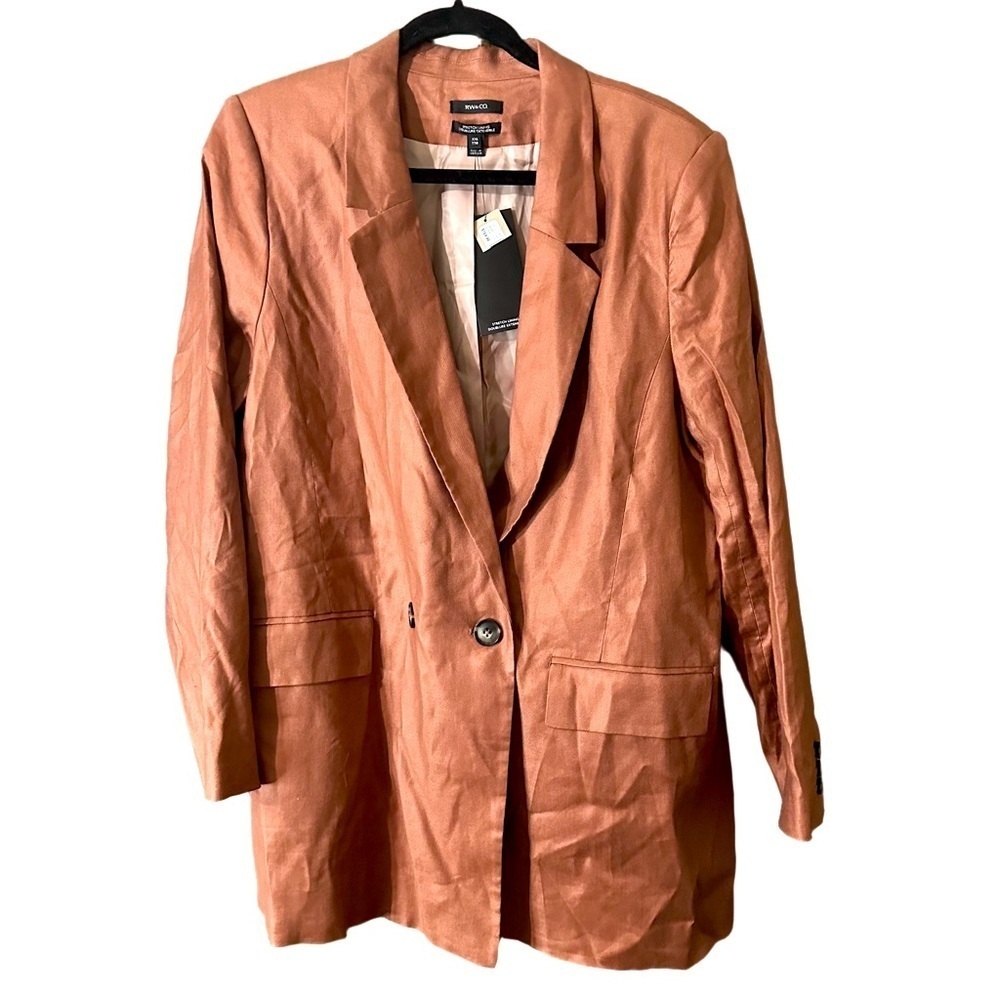 RW&Co. Women's Russet One-Button Blazer Lined Office Business Professional XXL